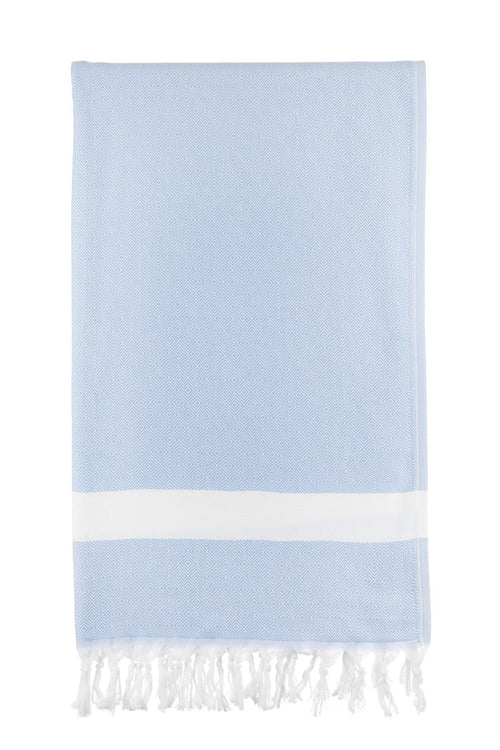 Turkish Towel Co Diamond Blue Turkish Towel Light