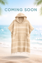 Beige Hooded Turkish Towel Poncho