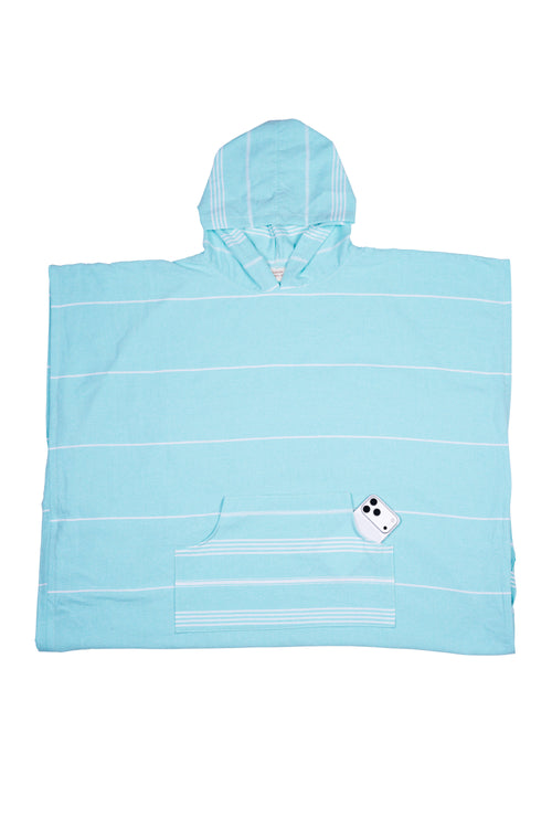 Sea Green Hooded Turkish Towel Poncho